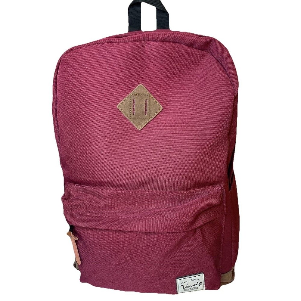 VASCHY Mens Red Lightweight Backpack Durable Casual Travel School Laptop